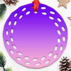 Indigo Violet To Cotton Candy Pink Linear Gradient Ornament (round Filigree)