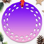 Indigo Violet To Cotton Candy Pink Linear Gradient Ornament (Round Filigree) Front