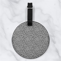 Black White Leopard Nappa Leather Luggage Tag Round