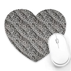Silver Leopard Heart Mousepad