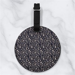 Brown Giraffe Pattern Nappa Leather Luggage Tag Round