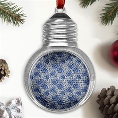 Blue Roses Metal Light Bulb Shape Ornament