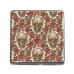Skull And Roses Flowee Flora Floral Patterns Pattern Memory Card Reader (Square 5 Slot) Front