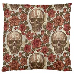 Skull And Roses Flowee Flora Floral Patterns Pattern Large Cushion Case (one Side)