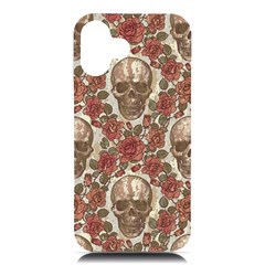 Skull And Roses Flowee Flora Floral Patterns Pattern Iphone 16 Plus Black Uv Print Pc Hardshell Case