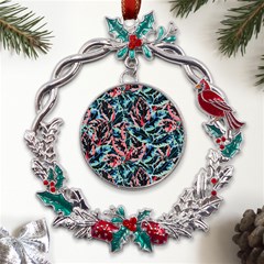 Leaves Nature Pattern Patterns Colorful Metal X mas Wreath Holly Leaf Ornament