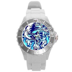 Trippy Dippy Bears Blue Dancing Greatful Dead Skull Steal Your Face Round Plastic Sport Watch (l)