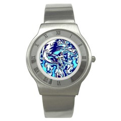 Trippy Dippy Bears Blue Dancing Greatful Dead Skull Steal Your Face Stainless Steel Watch