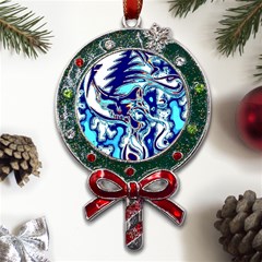 Trippy Dippy Bears Blue Dancing Greatful Dead Skull Steal Your Face Metal X mas Lollipop With Crystal Ornament