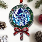 Trippy Dippy Bears Blue Dancing Greatful Dead Skull Steal Your Face Metal X Mas Lollipop with Crystal Ornament Front