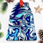 Trippy Dippy Bears Blue Dancing Greatful Dead Skull Steal Your Face Bell Ornament (Two Sides) Back