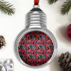 Red Flowers 2 Metal Light Bulb Shape Ornament
