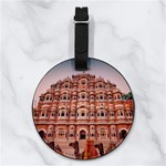 rajasthan hawa mahal Nappa Leather Luggage Tag Round Front