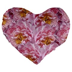 Peonies Nature Bloom Blossom Pink Large 19  Premium Heart Shape Cushions