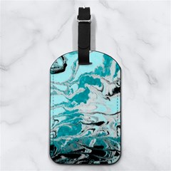 Fluid Turquoise Nappa Leather Luggage Tag Rectangle
