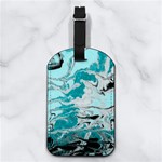 Fluid Turquoise Nappa Leather Luggage Tag Rectangle Front