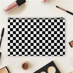 Pattern Checkered Squares Black White Pattern Cosmetic Bag (Large) Back