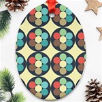 Circles Round Pattern Sphere Ball Oval Ornament (Two Sides) Back