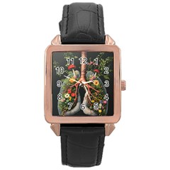 Lungs Health Rose Gold Leather Watch 
