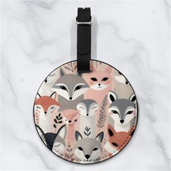 Fox Nappa Leather Luggage Tag Round