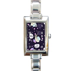 Cupcake Doodle Heart Love Rectangle Italian Charm Watch