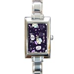 Cupcake Doodle Heart Love Rectangle Italian Charm Watch Front