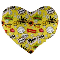 Cartoon Comics Pattern Large 19  Premium Heart Shape Cushions