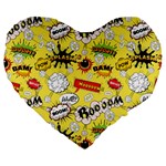 Cartoon Comics Pattern Large 19  Premium Heart Shape Cushions Front