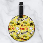 Cartoon Comics Pattern Nappa Leather Luggage Tag Round Front