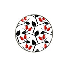 Rose Hip Pattern Branches Autumn Hat Clip Ball Marker (4 Pack)