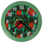Mid Century Retro Floral 1970s 1960s Pattern 72 Color Wall Clock Front