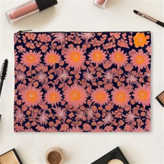 Mid Century Retro Floral 1970s 1960s Pattern 74 Cosmetic Bag (xl)
