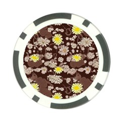 Mid Century Retro Floral 1970s 1960s Pattern 84 Poker Chip Card Guard (10 Pack)