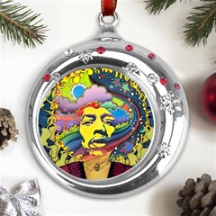 Psychedelic Rock Jimi Hendri Metal Snowflake Red Crystal Round Ornament