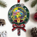 Psychedelic Rock Jimi Hendri Metal X Mas Lollipop with Crystal Ornament Front