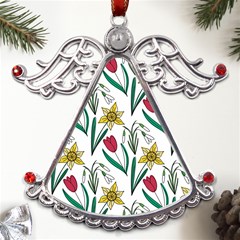 Flowers Bloom Pattern Spring Metal Angel With Crystal Ornament