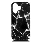 Dark Patch Art Crack Construction iPhone 16 Black UV Print PC Hardshell Case Front