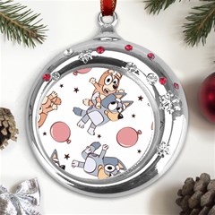 Bluey, Bluey Merch, Bluey Pattern, Bluey Bluey, Bingo, Bluey Design, Bluey Dog Metal Snowflake Red Crystal Round Ornament