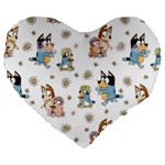 Bluey, Bluey merch, Bluey pattern, Bluey Bluey, bingo, Bluey design, bluey dog Large 19  Premium Flano Heart Shape Cushions Front