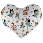 Bluey, Bluey merch, Bluey pattern, Bluey Bluey, bingo, Bluey design, bluey dog Large 19  Premium Flano Heart Shape Cushions Back