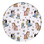 Bluey, Bluey merch, Bluey pattern, Bluey Bluey, bingo, Bluey design, bluey dog Round Glass Fridge Magnet (4 pack) Front