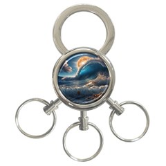Ocean Sea Waves 3-ring Key Chain