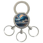 Ocean Sea Waves 3-Ring Key Chain Front