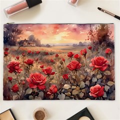Roses Flower Field Sunset Nature Cosmetic Bag (xxl)