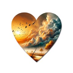 Nature Storm Painting Heart Magnet