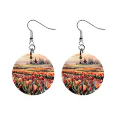 Tulips Field Tree Mini Button Earrings