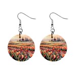 Tulips Field Tree Mini Button Earrings Front