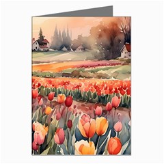 Tulips Field Tree Greeting Cards (pkg Of 8)