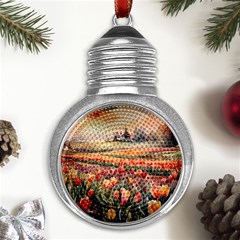Tulips Field Tree Metal Light Bulb Shape Ornament
