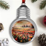 Tulips Field Tree Metal Light Bulb Shape Ornament Front